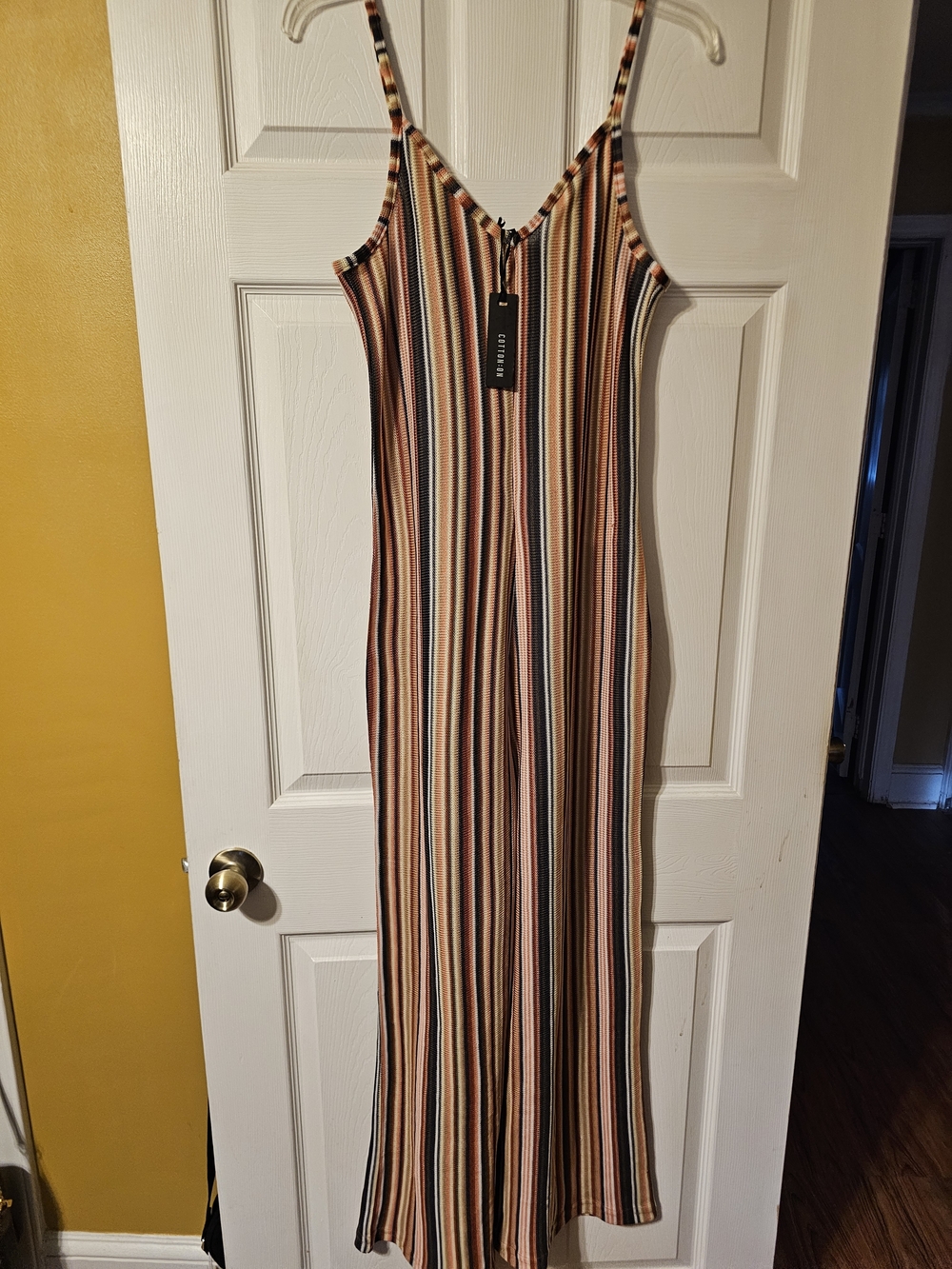 Cotton On Striped Wide-Leg Jumpsuit - Peach, Black, Blue, Cream